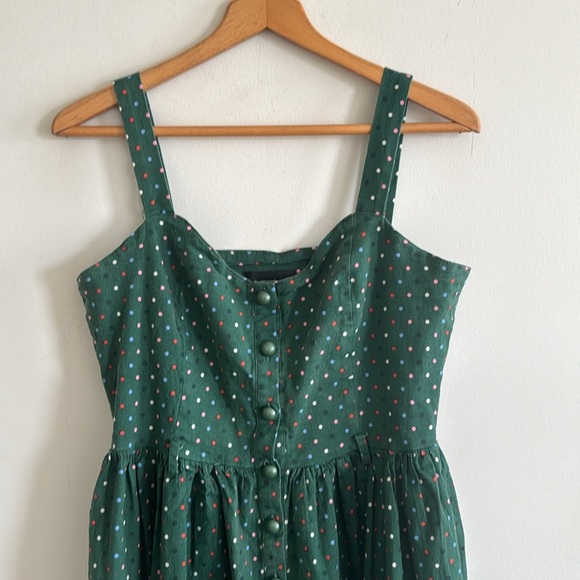 Collectif Clothing Modcloth 50s Jemima Polka Dot Swing Dress in Green size 12 - Picture 4 of 8